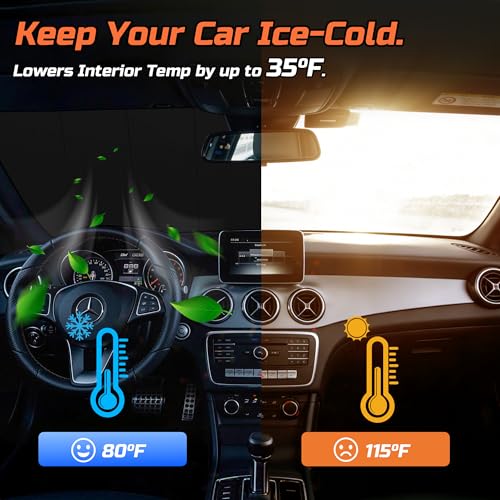2023-2026 RX Windshield Sun Shade Compatible with 2023-2026 Lexus RX350 / RX350h / RX450h+ / RX500h Silver Reflective Foldable Front Sun Visor Sunshade Protector with Storage Bag Keep Interior Cool - Image 6