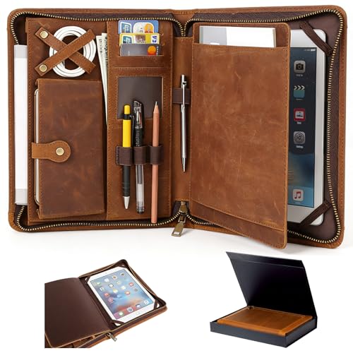 Leather Case for ipad Pro 11' Genuine Leather Smart Folio with Pencil Holder Zipper Pocket Multifunctional iPad case Compatible with iPad 11 /iPad...