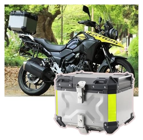 Genérico Baúl De Motocicleta, Baúl Superior De Aleación De Aluminio, Caja De Almacenamiento A Prueba De Agua Ip68, Caja De Viaje De Instalación Rápida (Silver)