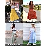 HAEOF Women's Flowy Boho Maxi Skirt Elastic High Waist A Line Pleated Tiered Summer Casual Beach Long Skirts with Pockets - Image 5