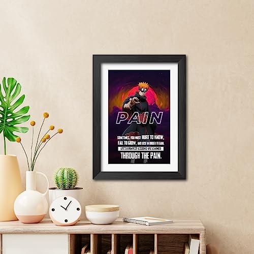 Image of TenorArts Pain Nagato Poster Naruto Anime Quotes Laminated Photo Frame Painting with Matt Finish Black Textures (12 inches x 9inches)