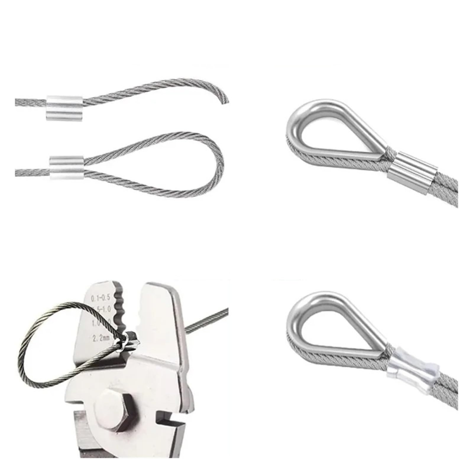 10/200 Pz Doppio Foro Cavo A Crimpare Manicotto M1.5 A M4 Puntali In Alluminio A Forma Di 8 Fermacorda E Ganci Corda Accessori Hardware(M4x200pcs)