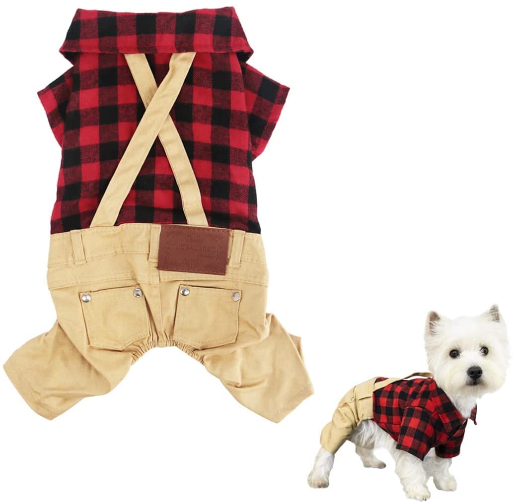 Dog Costume Clothes, Cute Denim Overalls for Small & Medium Pets, Dogs Coats Jeans T-Shirts Sweatshirts (L)