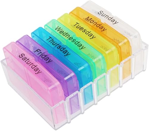 Hemoton Kit de 7 medicamentos de viaje, pastillero de viaje, organizador de medicamentos, caja organizadora de píldoras portátil, caja organizadora