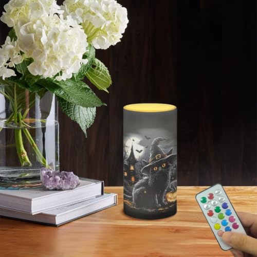 Image of Halloween Gothic Cat Flameless Flickering Candles with Remote