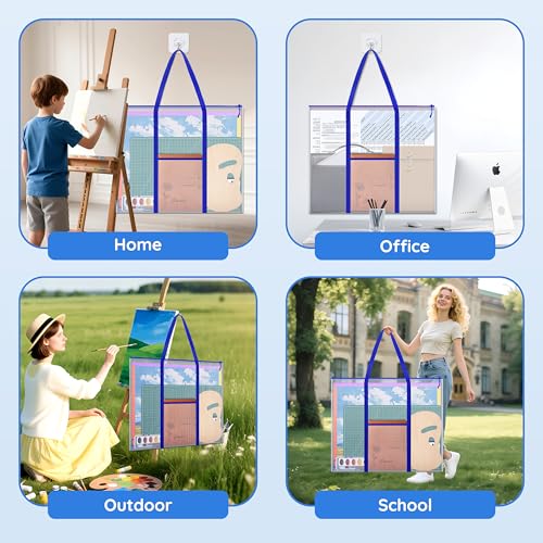 Image of ZKOO Bulletin Board Poster Storage, Extra-Large Storage Chart Art Portfolio Bag 30 x 25 Inchs, Bulletin Board Sheet Organization for Bulletin Boards, Scrapbooks, Keepsake and Poster (30 inch X 25 inch, Blue)