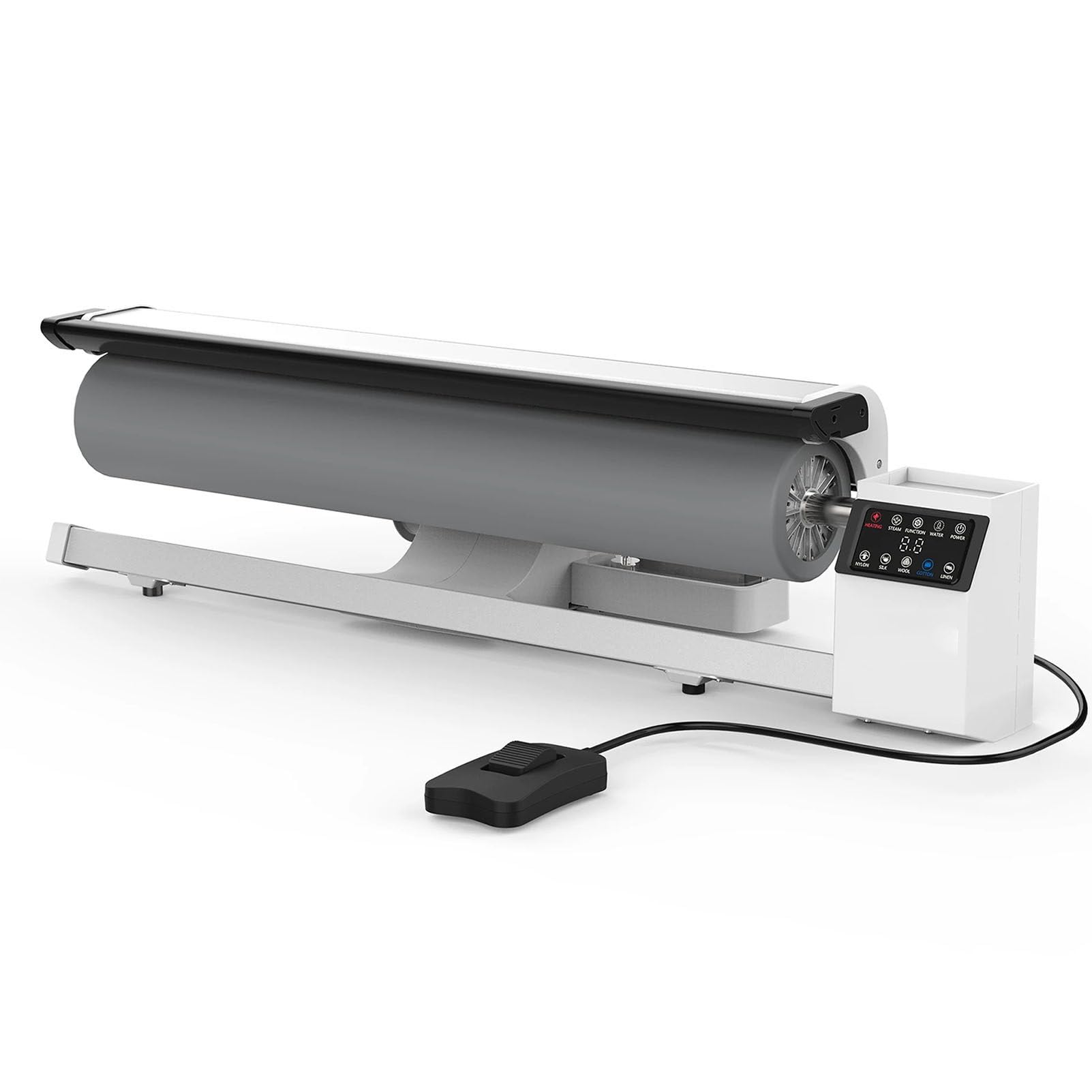 Oiyekntd Rotary Steam Roller Ironer, Steam Press Machine, Continuous Steam Output, Foot Pedal Control, High-Pressure Heated Plate, Designed for Flat Fabrics, Suitable for Home and Commercial Use