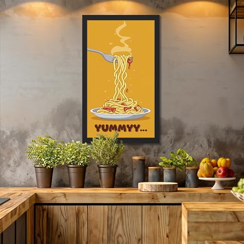 Image of NoWorries Wall art framed painting food posters for cafe decor (Synthetic wood frame) inch300 GSM premium art HD prints inch Wall painting for Home & Kitchen Decor (Pattern illustration)( Set of 1, Framed Painting) (BLACK, ART-1, 10X19INCHES)