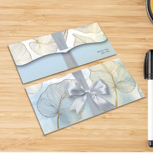 Image of Brown Cloud Customised Exclusive Ribbon Tied Shagun /Money /Gift Envelope /Cover /Lifafa for Gift /Festival with Personalized Text Message /Name (SE RIB 020)(Pack of 20)