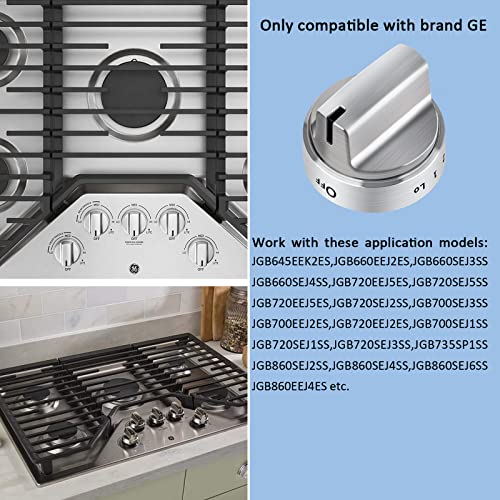 Wb03X24818 Gas Stove Knobs Stainless Steel Look Plastic Range Burner Control Knobs, Compatible For Ge Range Gas Stove Knob, Replacements Ps11729081(5Packs) #TOP3