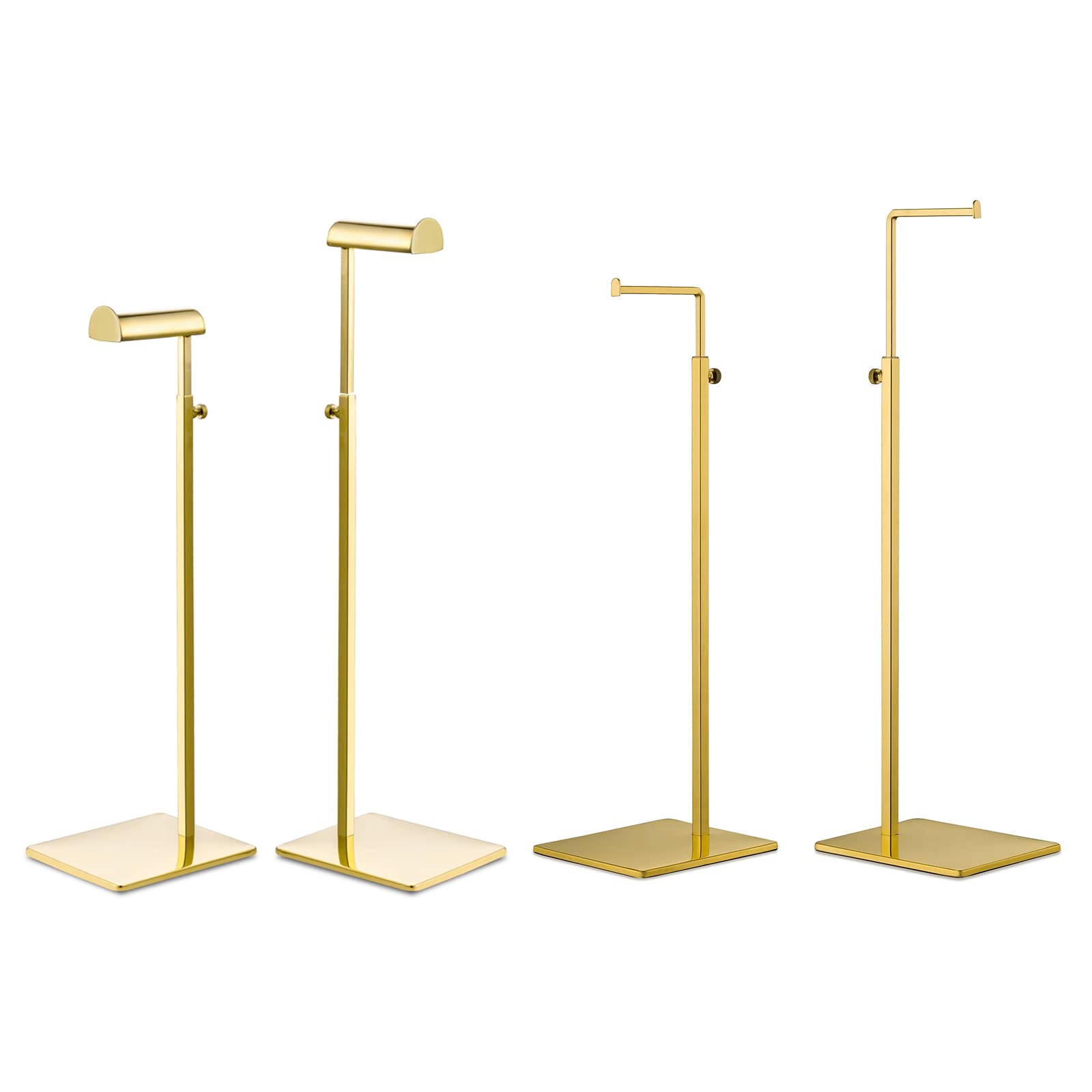 Elitnus Semicircle Hook and L Hook Adjustable Height Polished Gold Purse Display Stand