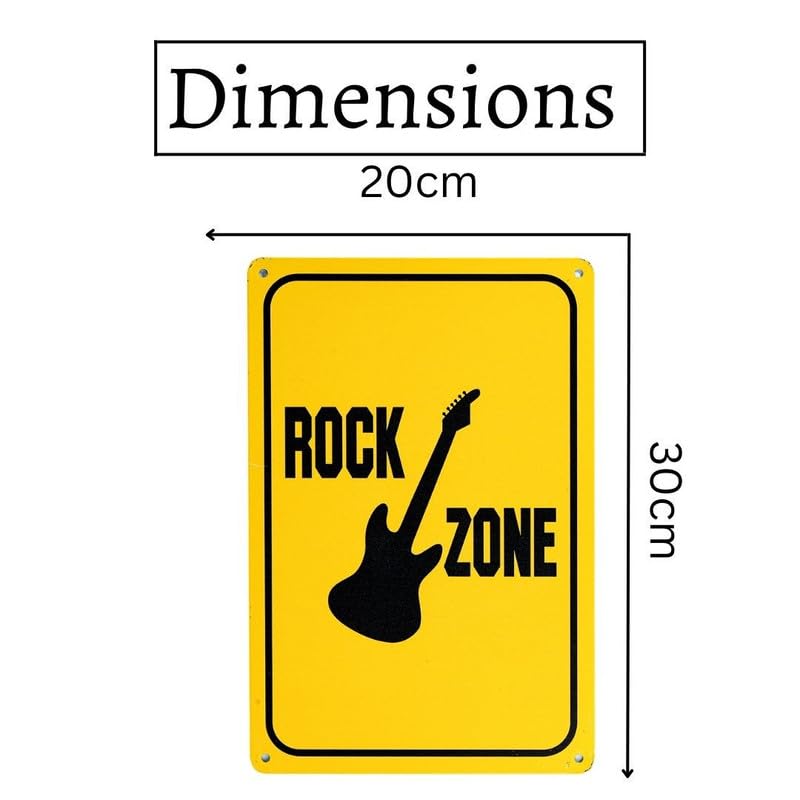 Image of Eazywagon Decorative Retro Metal Signs Wall Plate - 12x8 Inch (Rock Zone Guitar) | Weatherproof Vintage Metal Sign Plate for Cafe, Home, Bar, Garage | Decorative Wall Hanging Sign Board