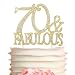 70 and Fabulous GOLD Cake Topper | Premium Sparkly Crystal Rhinestone Gems | 70th Birthday Party Decoration Ideas | Quality Metal Alloy | Perfect Keepsake (70&Fab Gold)