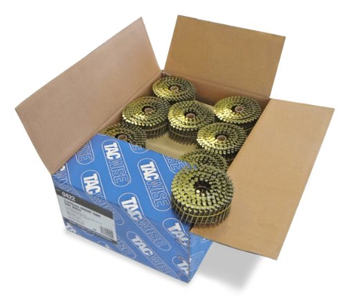 Tacwise 0422 Clavos en Bobina Plana Sin Acabado Tipo 2,5 x 50 mm, Punta Diamante, Vástago Anillado, Inclinados 16°, Bobinados con Alambre, Paquete de 9000