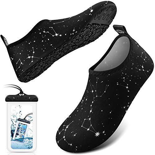 EOMTAM Water Shoes for Womens and Mens,Water Sports Shoes Barefoot Quick-Dry Aqua Yoga Socks Slip-on for Outdoor Beach Swim Sports Yoga Snorkeling (Black 2, 8.5)