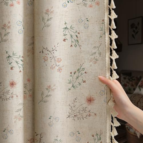 Best Blackout Curtains for Bedroom: 9 Top Picks for Better Sleep After 50 23 Boho Floral Spring 100% Blackout Curtains 84 Inch Length 2 Panels Set, Linen Texture Farmhouse Curtains Beige Tassel for Living Room Bedroom Vintage Rustic Patterned Printed Western Rod Pocket