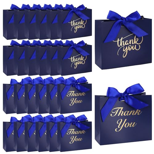 VGOODALL 24PCS Thank You Gift Bags, 4.5x3.9x1.8Inches Mini Party Favor Bags Pink small Candy Boxes with Ribbon Small Gift Boxes for Wedding Bridal Baby Shower Birthday Party