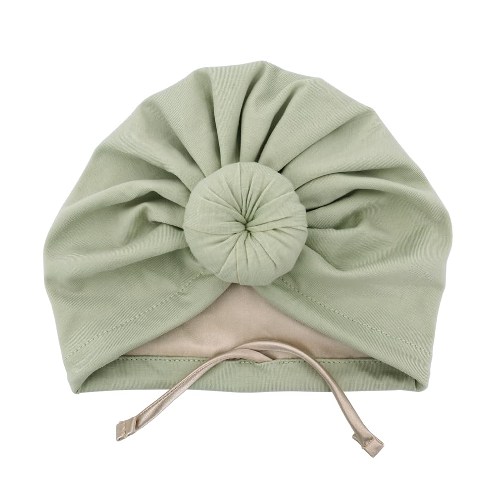 Sugarmelon Women's Orig Seafoam Cute Silk Satin Lined Turban Hat For Newborn Baby Girls Boys Hair Care Bonnet Infant Toddler Headwraps Beanie Caps (6M,)