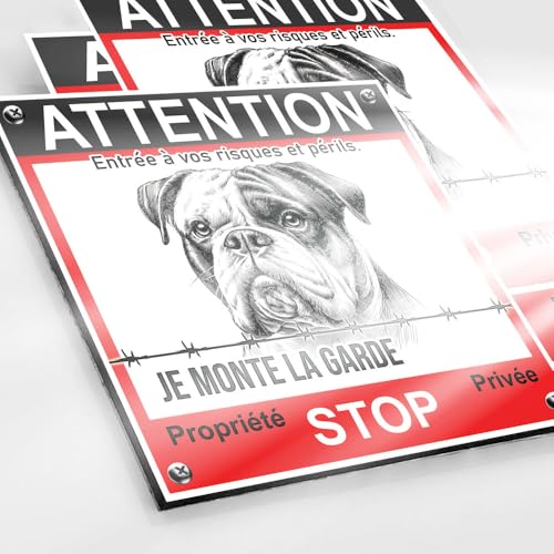 Panel Bulldog 130 x 130 mm Dibond 2 mm + 2 pegatinas de vídeo vigilancia – Placa de alarma para casa bajo vigilancia