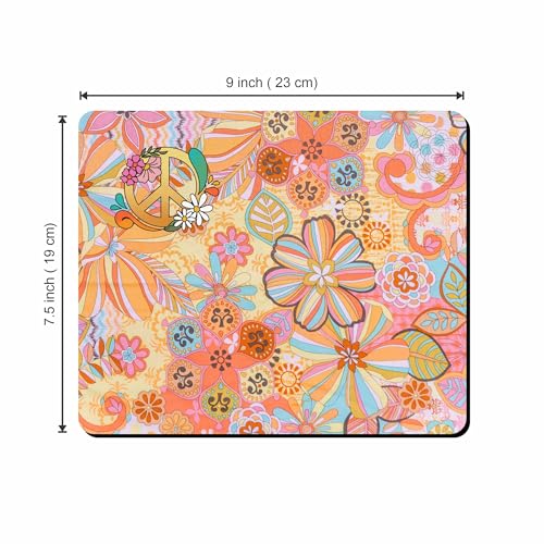 Image of My Print Shop Floral Mouse Pad 9 x 7.5 Inch - Colorful Boho Peace Design Mousepad with Non-Slip Rubber Base for Office & Home Desk