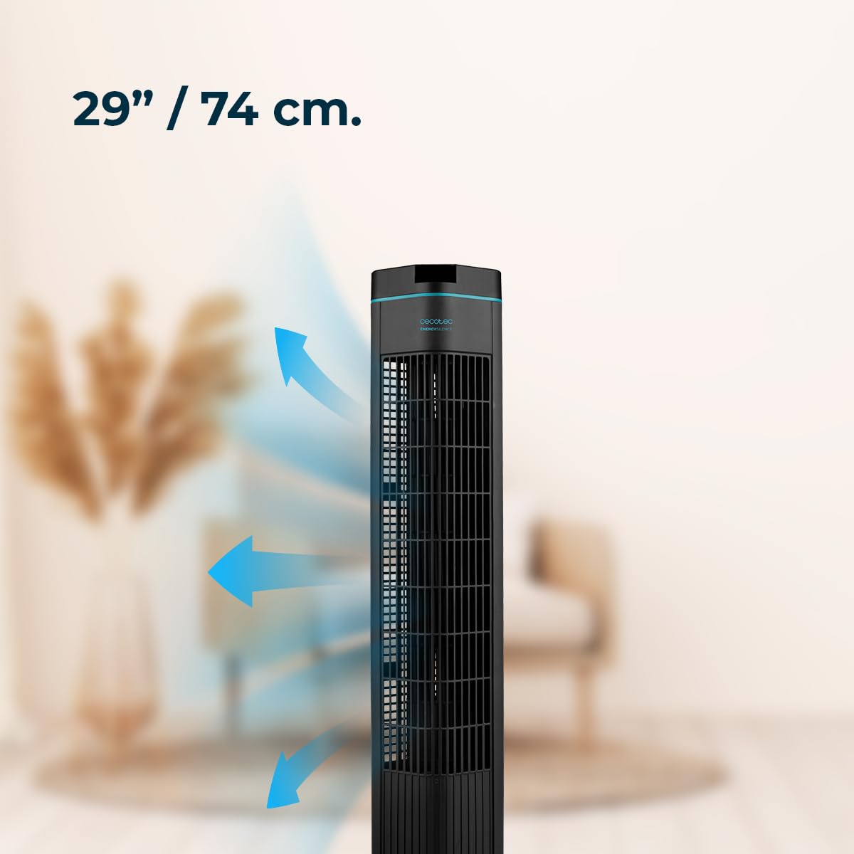 Cecotec Ventilador de Torre EnergySilence 690 Skyline de 29", 50 W de potencia, De pie, 3 Modos y 3 Velocidades, Temporizador 8h, Oscilación 90º.