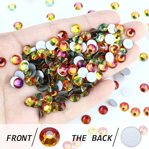 Image of 1440PCS SS6 Crystal Glass Flatback Rhinestones, Round Flat Back Crystal Gems for Nail Art and Craft Clothes, Glue Fix Diamond Stones Red Flame (1.9-2.0mm)