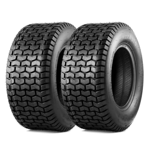 MaxAuto 2 Pcs 16x6.50-8 Turf Tires for Lawn Tractor Lawn Mower Riding 4Ply Tubeless