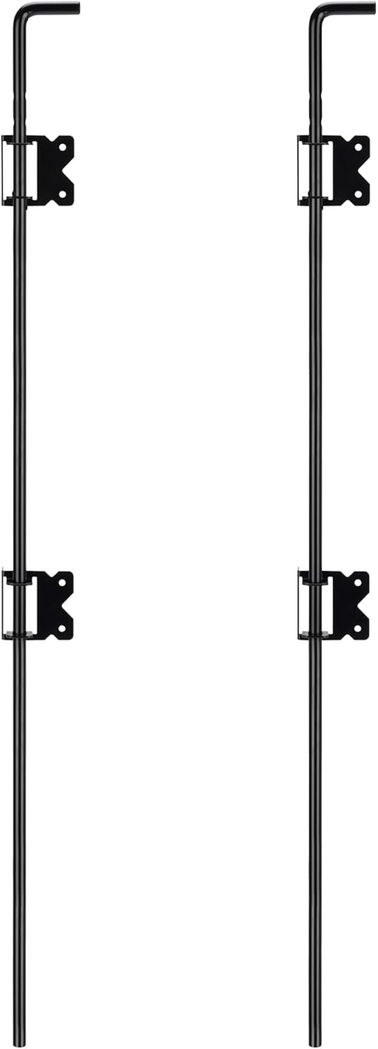 36" Cane Bolt Gate Drop Rod Heavy Duty Gate Hardware Solid Steel Gate Ground Latch for Wood PVC Vinyl Metal Gates Fences Doors, Holding Gate to The Ground, Black Finish, 2 Pack