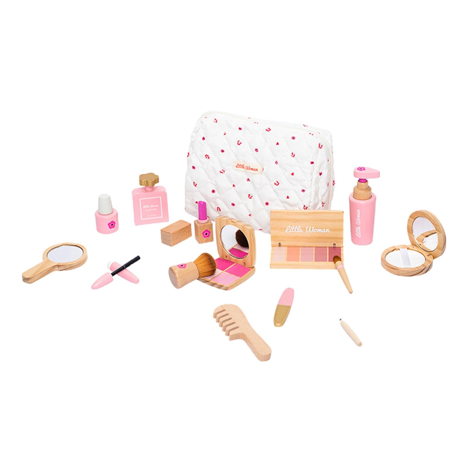 perfk Juego de Maquillaje de imitación para niños, Juguetes de Maquillaje de Madera para niñas, Juego de Maquillaje de rol, Kits de Maquillaje de imitación