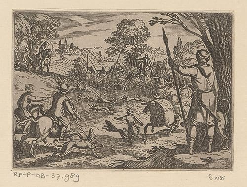 Poster sur toile chasse lapins Antonio Tempesta 50x70 cm tableau decoration interieur nature