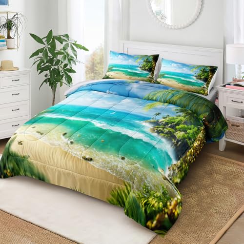 Bedbay Tropical Beach Comforter Set Queen Size Coastal Island Bedding