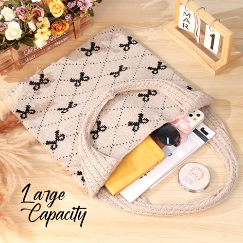 Image of KPX Crochet Tote, Beach Mesh Knitted Shoulder Bag - Large Aesthetic Hobo Bag for Women - Summer