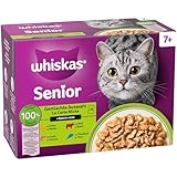 Whiskas Senior 7+ Katzennassfutter Gemischte Auswahl in Sauce, 48 Portionsbeutel, 12x85g (4er Pack) – Hochwertiges Katzenfutter nass, für Katzen ab 7 Jahren und älter