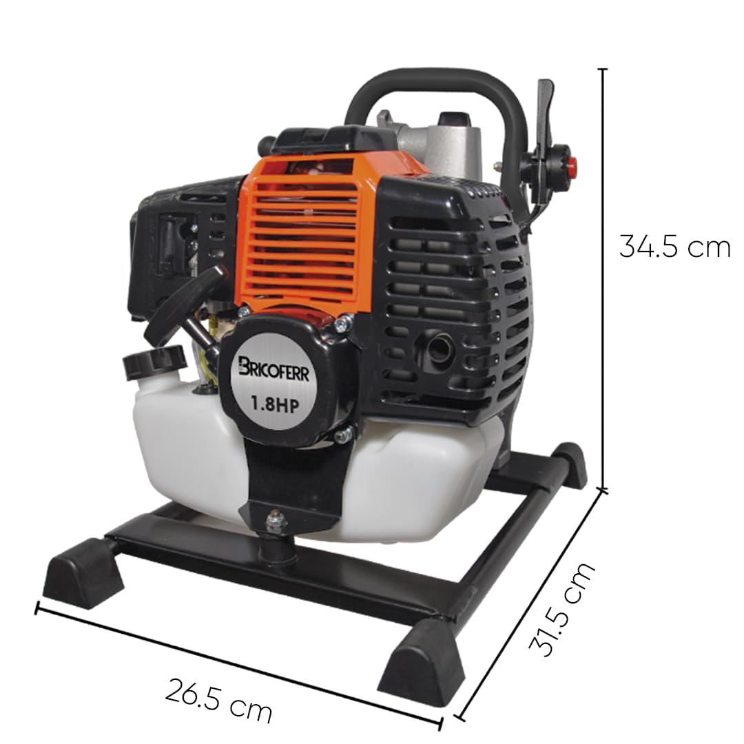 Bricoferr Motobomba woda benzynowa, silnik 2-suwowy, Czerwony, Czarny