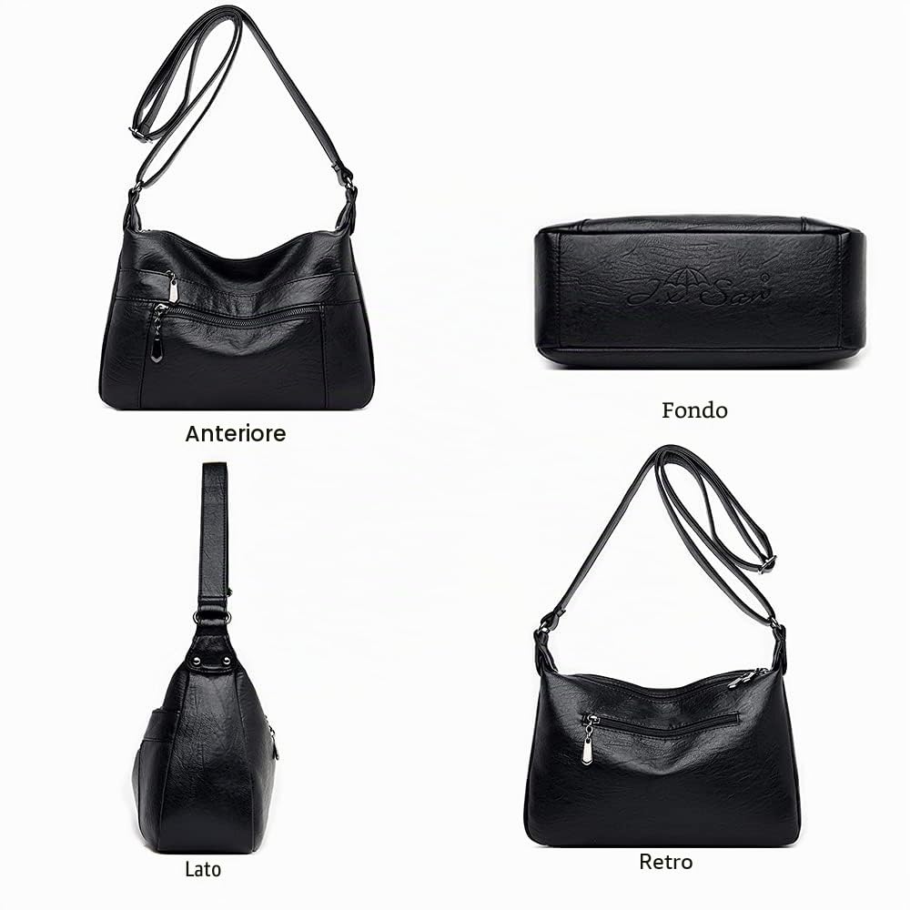 Borse a tracolla in pelle Multi Pocket Soft Ladies Borsa a tracolla in pelle leggera con tracolla regolabile