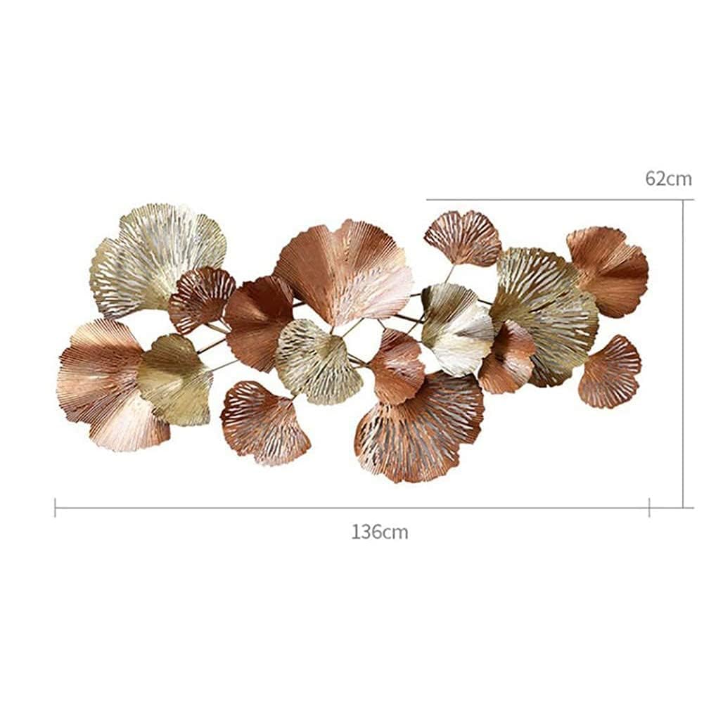 Foglia di Ginkgo Dorata, Grande Quadro Decorativo da Parete, Quadro in Metallo, Decorazione da Parete in Metallo 3D, Arte, Sculture da Parete, Arredamento per la Casa, 136 cm