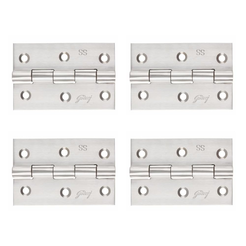 Godrej Door Fitting I Door Hinge for Main Door, Windows, Bathroom of Home, Office, Hotel I Kabja for Door | 5 Inches Thickness Upto 2.5 mm | Premium Look | Satin Finish| Set of 4| (SKU-4366)
