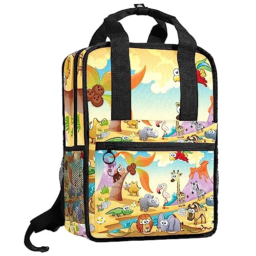 Sac à dos garçons pour l'école et les sorties avec motif savane et bretelles ajustables
