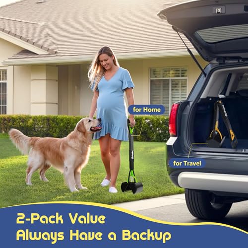 Image of 32 inch Pooper Scooper for Large Dogs 2-Pack - Long Handle Dog Poop Scooper for Yard, No Bending Save Back, Ease of Pickup, Grass Friendly, Sturdiness