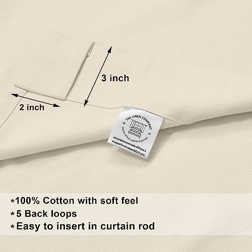 Image of THE LINEN COMPANY Extra Long Curtains 10 Feet, Solid Duck Canvas Cotton Curtains, 10ft Set of 2, Natural