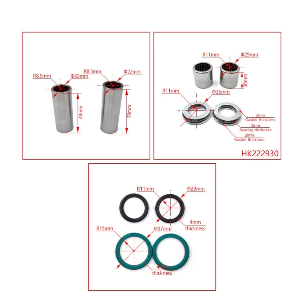 Zestaw uszczelek łożyska igiełkowego wahacza do Ho CRF250R X | Zestaw uszczelek łożyska igiełkowego wahacza do Ho CRF250R X(Bearings)