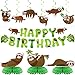 17 Pcs Dog Sloth Party Decorations and Supplies Including 2 Birthday Banner, 3 Honeycomb Centerpieces, 6 Hanging Swirls, 6 Hanging Card, Puppy Sloth Theme Birthday Party Favors (Sloth Style)