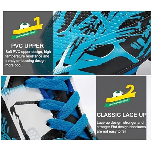 Lengender Fußballschuhe für Mädchen, Jugendliche, Sneaker, Outdoor, Leichtathletik, Training, rutschfest, im Freien, blau, 31 EU