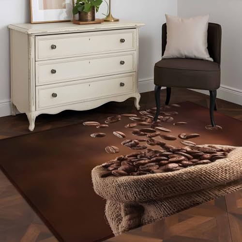 Coffee Beans Area Rugs 2.7'x5', Washable Small Throw Rugs for