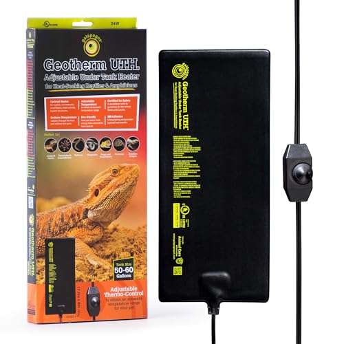 Galápagos (05703) Geotherm® Adjustable Under Tank Heater - Heating Pad for Reptiles, Amphibians & Terrariums, 17.5″ x 8″ 24W, Black