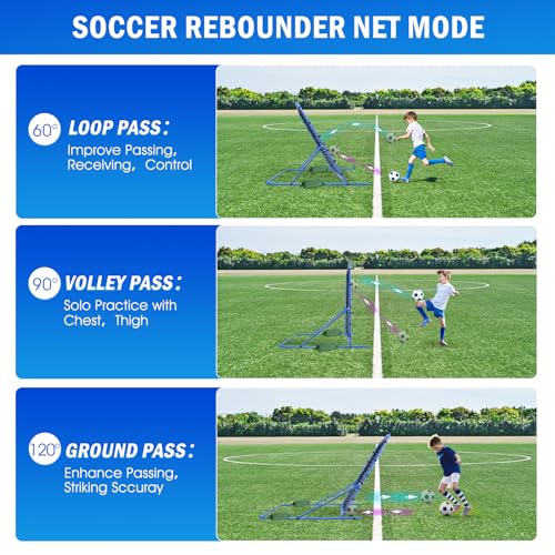 Image of Soccer Baseball Rebounder Net, Quick-Switch Angle Soccer Pitchback Volleyball Training for Control, Passing Practice, Easy Setup Soccer Goal Rebounder Gifts Aids & Equipment for Kids,Teens & Adults