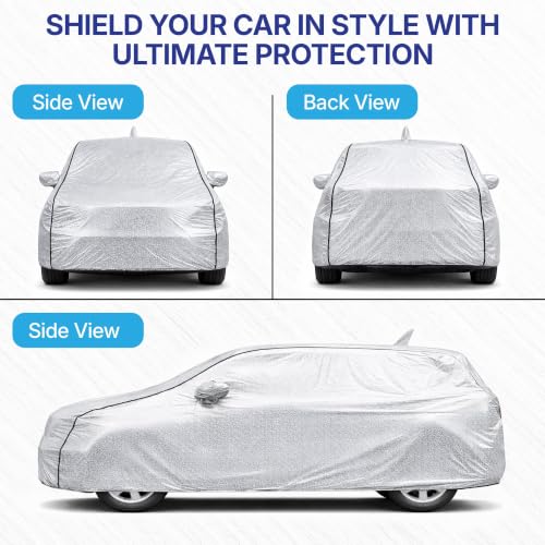 Image of KINGSWAY SilverTech 100% Waterproof Car Cover Only with Skoda Kushaq (Year 2026 Onwards - All Model) | Mirror and Antenna Pockets | Scratchproof | All Weather Car Body Cover