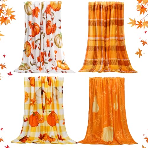 Capoda 4 Pcs Thanksgiving Fall Blankets 40x50 Inch Thanksgiving P...