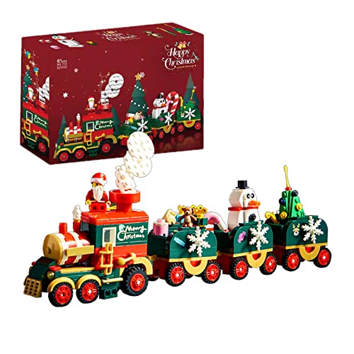 Calendario de Adviento 2022, juego de juguetes de construcción de Navidad FDEYES kit de construcción de trenes de Navidad, árbol de Navidad, muñeco de nieve, bloques de construcción de Papá Noel Cover