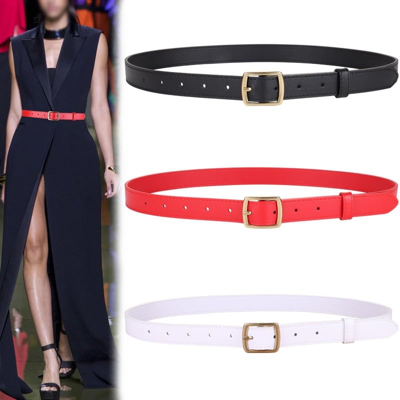 Women's Leather Belt Decoration Dress Shirt With Suit Jeans And Women's Casual Belt(Orange)2